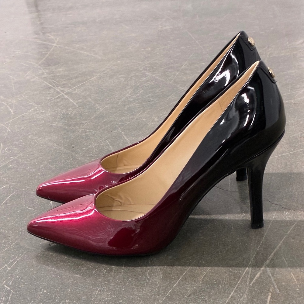 Nine West Patent Leather Colorblock Heel (Rose to Black fade)